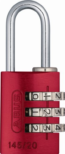 ABUS 145/20 C 20mm Body 3 Dial Resettable Combination Padlock, Red - color: Red, size: 20 mm