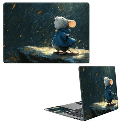 Laptop Skin Sticker Decal, Universal Protective Cover Fit 12 13 14 15.6 Inch Notebook, Reusable Water-Resistant Vinyl Decal w/ 2 Wrist Pads for Business Travel Office, Hamster Raindrops - color: Hamster Raindrops