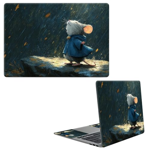Laptop Skin Sticker Decal, Universal Protective Cover Fit 12 13 14 15.6 Inch Notebook, Reusable Water-Resistant Vinyl Decal w/ 2 Wrist Pads for Business Travel Office, Hamster Raindrops - color: Hamster Raindrops