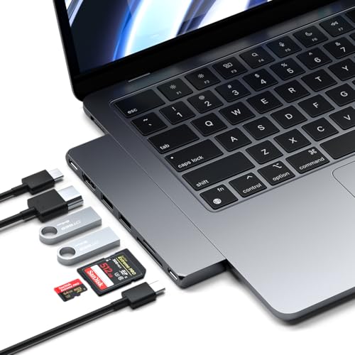 Satechi 7 in 1 USB C Hub Multiport Adapter Pro Slim, USB C Dongle, 100W Charging, 4K HDMI, USB 4, USB 3.2 Gen 2, SD/Micro Card Reader for Mac, MacBook Air/Pro - Space Gray - color: Space Gray