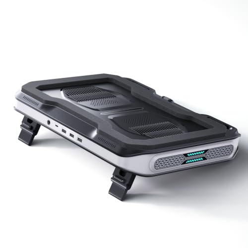 llano V11 Pro Laptop Cooling Pad, Gaming Laptop Cooler RGB Laptop Fan | Laptop Cooling Stand with 4.7 Inch Turbofan, for 14-17.3in Laptop, Adjustable Speed, Dustproof, 3-Port USB Hub,Black & Gray - color: Black & Gray