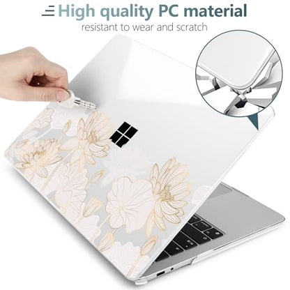Batianda Case for Microsoft Surface Laptop 13 inch 2025 2026, Gold Lotus | Fits Model 2095, Artistic Patterns Ultra-Slim Lightweight Scratch-Resistant Hard Shell with Professional Protection - color: Gold Lotus