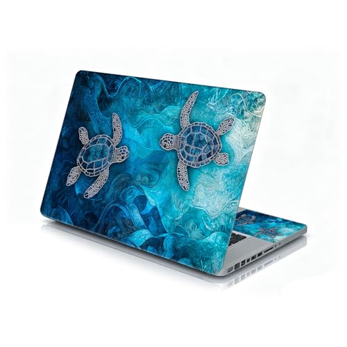 Universal Laptop Skin Sticker Decal, 12"-15.6" Aesthetic Vinyl Wrap, Blue Sea Turtles Waterproof Notebook Cover Art Protector for MacBook HP Dell Lenovo, Fits 13" 14" 15" 15.6" - color: Blue Sea Turtles