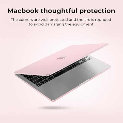 EooCoo Case for MacBook Air 15 inch M5 M4 M3 M2 2026-2023, Crystal Pink | Easy to Install, Sturdy, Plastic Hard Shell Case & Keyboard Cover & Screen Protector, Model: A3448 A3241 A3114 A2941 - color: Crystal Pink