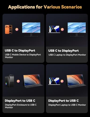 Bidirectional USB C to DisplayPort 2.1 Cable, 16K DisplayPort to USB C Cord 6.6ft, 16K@60Hz 8K@240Hz/120Hz Premium Aluminum Plug & Play Compatible with MacBook Pro/Air, Laptop, Graphics Card - size: 6.6 ft