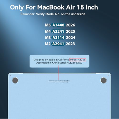 BlueSwan Matte Case for MacBook Air 15 inch M5 M4 M3 M2 Chip 2026-2023 | 100% Color Match, Anti Fingerprint & Scratch, Grippy Finish, Protective Hard Shell, Ultra Thin, Easy Snap-On - color: Matte Clear