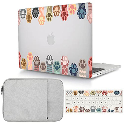 Case Compatible with MacBook Pro 13 inch 2012 2011 2010 2009 2008 Release with CD-ROM, Plastic Hard Shell Cover & Sleeve Bag & Keyboard Cover Skin for MacBook Pro 13 A1278,Cute Paw - color: Cute Paw, size: A1278(Pro 13 w/CD-ROM 2008-2012)
