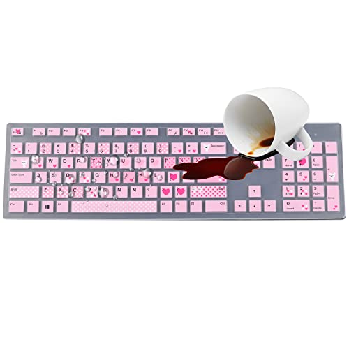 Keyboard Cover Skin for Dell KM636 KB216 KB216t KB216d KB216p Wired & Wireless Keyboard, Dell Optiplex 5250 3050 3240 5460 7450 7050, Dell Inspiron Desktop 24" 27" 5400 5490 7700 7790 3475 3670 3477 - color: Lovly