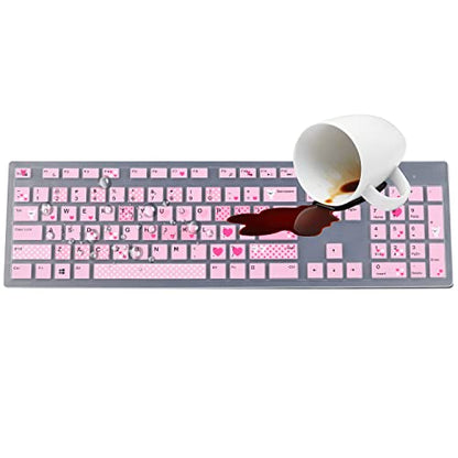 Keyboard Cover Skin for Dell KM636 KB216 KB216t KB216d KB216p Wired & Wireless Keyboard, Dell Optiplex 5250 3050 3240 5460 7450 7050, Dell Inspiron Desktop 24" 27" 5400 5490 7700 7790 3475 3670 3477 - color: Lovly