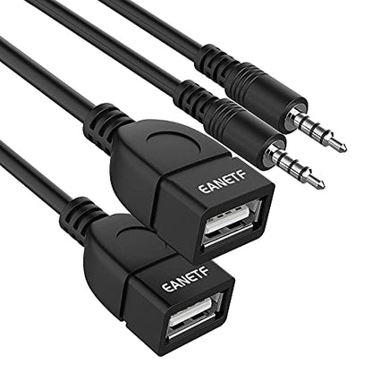 Eanetf USB to Aux Audio Adapter, 2PCS 3.5mm Male to USB Female for Playing Music with U-Disk in Your Car,orked only When Your CAR 3.5mm AUX Port Must has Audio decoding Function- No Power Supply