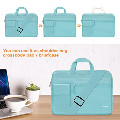 MOSISO Laptop Shoulder Bag Compatible with MacBook Pro 16 inch M5 M4 M3 M2 M1 2026-2019/Pro 15 A1398, HP Acer Dell Lenovo ASUS Notebook,Polyester Flapover Briefcase Sleeve Case, Mint Blue - color: Mint Blue, size: 16 inch