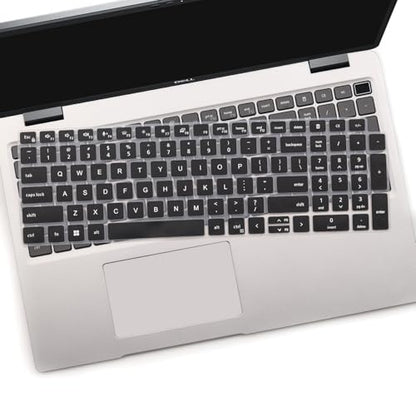 2 PCS Keyboard Cover for 15.6 Inch Dell Latitude 3540 3550 5520 5521 5530 5531 5540 5550, 15.6 Inch Dell Precision 3560 3561 3570 3571 3580 3581 3590 3591 US Laptop Keyboard(Black+Clear) - color: Black+Clear