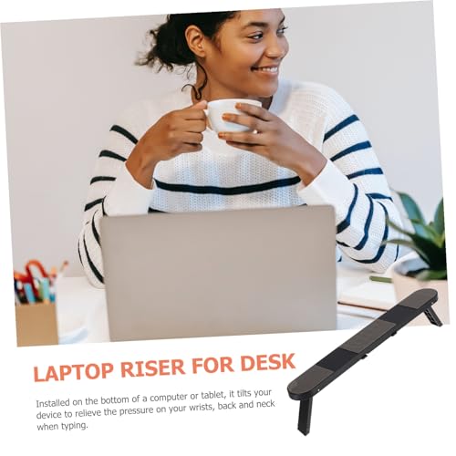 Ipetboom Portable Foldable Laptop Stand Heightened Plastic Notebook PC Holder for Travel and Home Office Use, Black Compact Computer Bracket with Folding Design