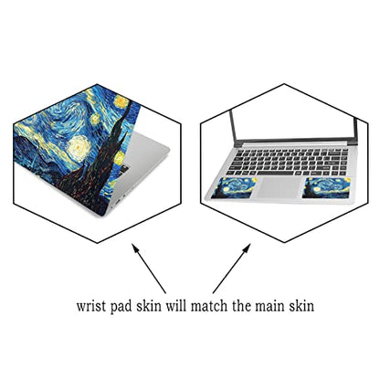 Laptop Vinyl Skin Sticker Decal, 12" 13" 13.3" 14" 15" 15.4" 15.6" Laptop | Skin Sticker Cover Art Protector Notebook PC (2 Wrist Pad Skins Included), Waterproof Removable, Van Gogh Starry Night - color: Van Gogh Starry Night