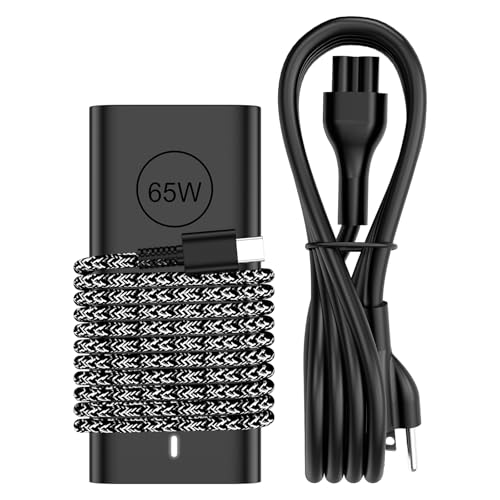 65W Watt USB Type C AC Power Adapter Compatible with Dell Laptop Charger Latitude 3340 3440 3540 5340 5440 5540 7340 7440 7640 9440 2in1 XPS 12 13 and Chromebook 3100 with Braided Cable - color: Black3