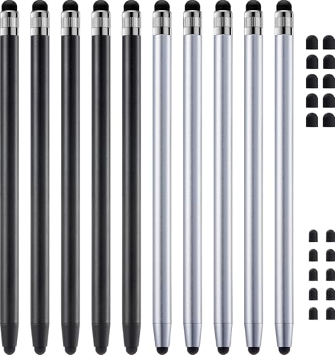 Stylus Pen for Touchscreen, ChaoQ 10pcs High Sensitivity and Precision Stylus Pen for iPad iPhone Android Compatible with All Touch Screens (Black/Silver) - color: 10 Black Silver