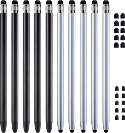 Stylus Pen for Touchscreen, ChaoQ 10pcs High Sensitivity and Precision Stylus Pen for iPad iPhone Android Compatible with All Touch Screens (Black/Silver) - color: 10 Black Silver