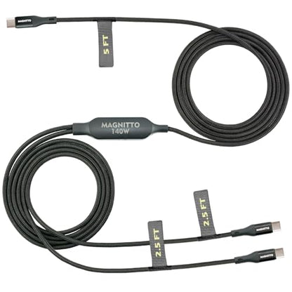 2-in-1 USB C to USB C Cable 140W, 7.5FT Long Dual USB-C Splitter Charging Cord, Braided Fast Charge & Data Cable for MacBook Pro/Air, iPhone 16/17/15, iPad, Samsung Galaxy, Laptop