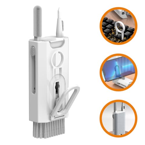 8-in-1 Electronics Cleaning Kit with Keyboard and Screen Brushes for Laptops, Phones, and Earphones, White Multifunctional Cleaning Tools Set for Office and Travel Use