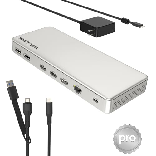 WAVLINK Docking Station 3 Monitors, SM770 Docking Station with Triple HDMI, Dual DP, 120W PD in, 10Gbps USB A&C, 2.5G Ethernet Port, Compatible with Intel Mac, SMI Driver & Host USB3.2 Gen 2 Required - style: UG77PD1PRO