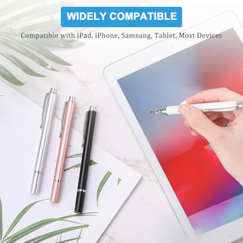 8 Pieces Capacitive Stylus Pens for Touch Screen, Universal Disc Fine Point Stylus Pens for Most Touch Screen Smart Devices, 4 Colors