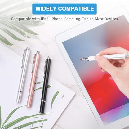 8 Pieces Capacitive Stylus Pens for Touch Screen, Universal Disc Fine Point Stylus Pens for Most Touch Screen Smart Devices, 4 Colors