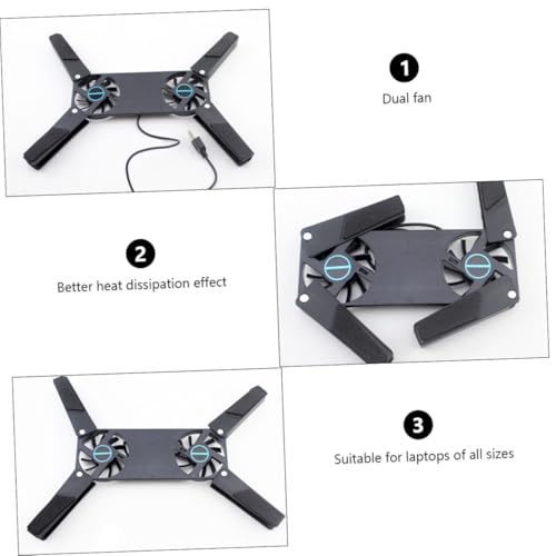 Veemoon 2pcs USB Laptop Cooling Pad Dual Fans, Foldable Ventilated Stand for Gaming and Office Use, Quiet Air Cooler Compatible 15-17 Inch Laptops