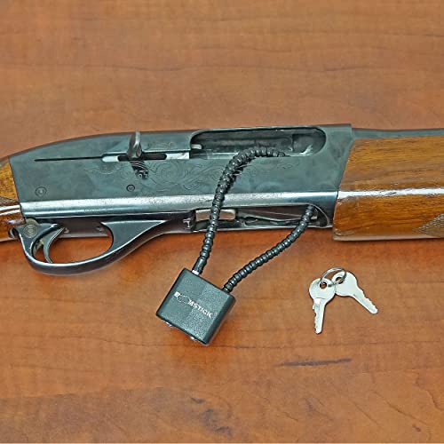 BOOMSTICK Gun Cable Lock with Key – 9” Heavy Duty Steel Cable – Universal Fit for Handguns, Rifles & Shotguns – Vinyl-Coated Wire Lock for Firearm Safety & Security – Keyed Different