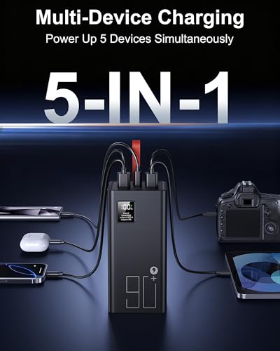 90000mAh Fast Charging Portable Charger Power Bank for iPhone | 30W PD QC3.0 Fast Charging, 90000mAh High Capacity, 5 Outputs & 2 Inputs, Digital Display, Over Charging Protection - size: 90000mAh