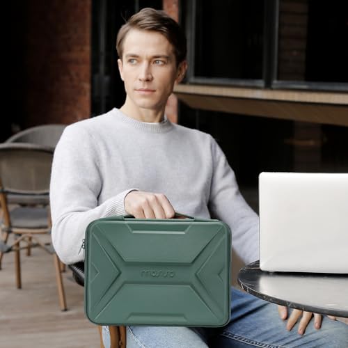 MOSISO Laptop Case 15.6 inch, 15-16 inch Laptop Sleeve, Antique Green | Compatible with MacBook Pro 16 / Air 15,HP Acer Dell Lenovo ASUS,Artistic Geometric EVA Carrying Case Hard Shell with Handle - color: Antique Green, size: 15.6 inch