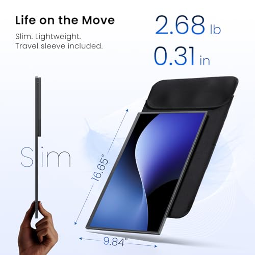 UPERFECT 18.5" 1080P 100Hz Wireless Portable Monitor with Battery 10000mAh | 145% sRGB QLED Gaming Monitor with Stand, Bag & VESA, Large Second Screen for Laptop, Computer, Phone, Game Consoles - size: 18.5"