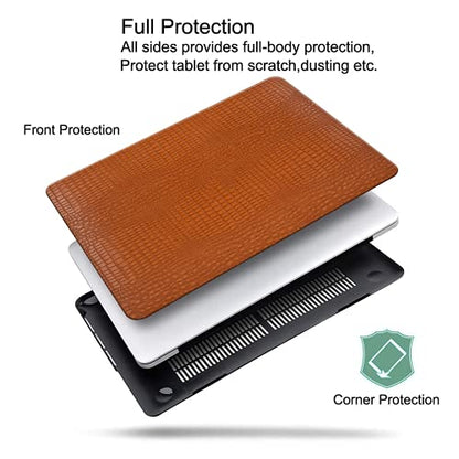 DTangLsm for Crocodile MacBook Pro 13 inch Case 2026 2025-2016 M2 M1 A2338 A2289 A2251 A2159 A1989 A1706 A1708, Alligator Skin Snakeskin PU Leather Hard Shell Cover for Mac Pro 13+Keyboard Skin, Brown - color: A40-Crocodile Brown