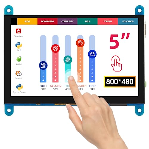 ELECROW 5 Inch Touch Screen Monitor for Raspberry Pi 800×480 LCD Display | Touchscreen Compatible with Raspberry Pi 5/4/3B+/3B, BB Black, Banana Pi, Jetson Nano, Windows, PC