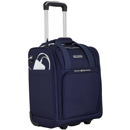 French Connection 16" Underseat Carry-On Luggage with USB/USB-C Ports, Blue Depths - color: Blue Depths