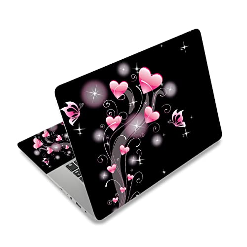 Laptop Skin Sticker,13.3 14 15 15.4 15.6 inch Laptop Skins,Universal Vinyl Decal,Dustproof Scratch Resistant Reusable Cover Protector with Free 2 Wrist Pads (Pink Love) - color: Pink Love