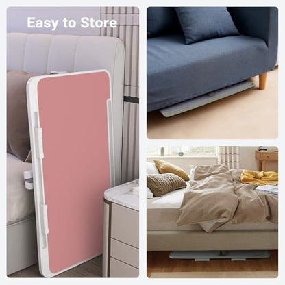 iXTRA Laptop Lap Desk Include Cooling Fan,Adjustable Lap Desk with Light Fan,Folding Laptop Desk for Bed with USB,Bed Desk with Storage Drawer 60x40cm,Pink - color: Pink+holder,60x40cm
