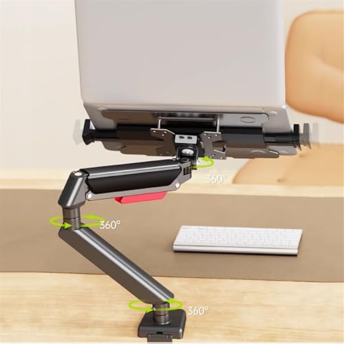 Monitor Stand Mount with Adjustable Tray for 10-32” Monitors, Full Motion Gas Spring Arm, C-Clamp and Grommet Base, Laptop Compatible,White - color: White