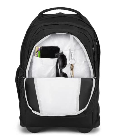JanSport Driver 8 Rolling Backpack - Wheeled Travel Bag with 15-Inch Laptop Sleeve, One Size, Black - color: Black