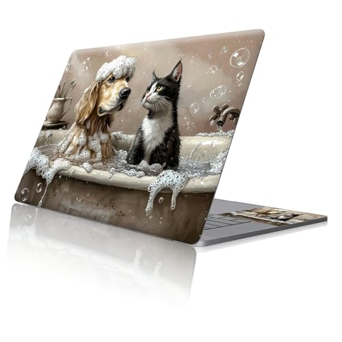 Reusable Universal Laptop Skin Sticker, Cut to Fit for 11.6–15.6 Inch Laptops, Waterproof Protective Film, No-Residue - Bathtub Cat and Dog - color: Bathtub Cat and Dog