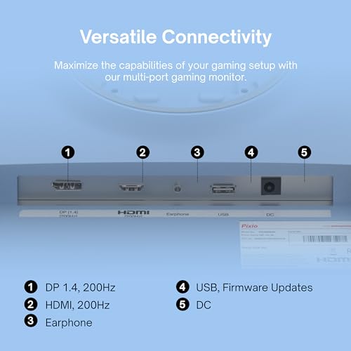Pixio PX248 Wave Blue 24 inch 200Hz Refresh Rate FHD 1080p Resolution Fast IPS Panel 1ms GTG Response Time Built-in Speakers Gaming Monitor with Adaptive Sync - color: Blue