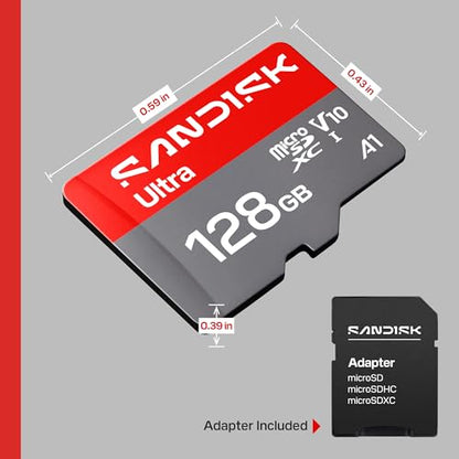 SANDISK 128GB Ultra microSD UHS-I Card - Up to 195MB/s Read Speed, Full HD Video, V10, U1, C10, A5 - SDSQUJQ-128G-GZ6MA - size: 128GB, style: New Version