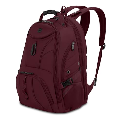 SWISSGEAR 1900 ScanSmart Laptop Backpack, Fits Most 17-Inch Laptops, TSA-Friendly Lay-Flat Design, RFID Protection, and Tablet Pocket, Black, 31L, 18.5-Inch - color: Merlot