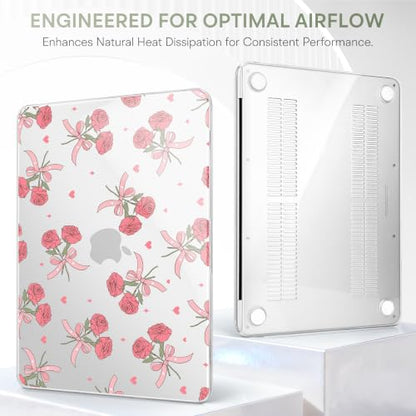 Compatible with MacBook Neo 13 inch (2026 Release A3404) (A18 Pro) with Liquid Retina Display, Printed Slim Protective Case with Screen Protector & Keybaord Cover, Rose Bows - color: Rose Bows
