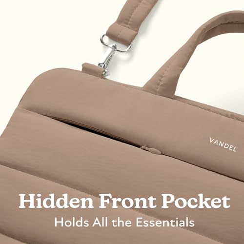 Vandel 13-14 inch Laptop Carrying Case Sleeve w. Strap, Shoulder Bag Handle | Fits MacBook Air 13 Inch MacBook Pro 14 Carrying Case Messenger, Laptop Computer Bag for Women, Hidden Front Zipper Pocket - color: 2. Latte, size: 13-14 Inch