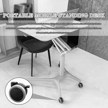 Mobile Laptop Desk Home, Lift Stand Up Desk with Casters, Large Capacity Mobile Study Table, Height Adjustable Sofa Side Table, Easy to Install(Black) - color: Black