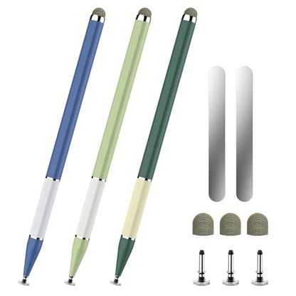 Bopomofo Stylus Pen for Touchscreen,3PCS 2-in-1 Magnetic Stylus Pen | High Sensitivity & Precision Stylus,Extended Pen Body Design,Compatible with Touch Screens(6 Tips+2 Magnetic Sheets) - color: Blue/Light Green/Dark Green