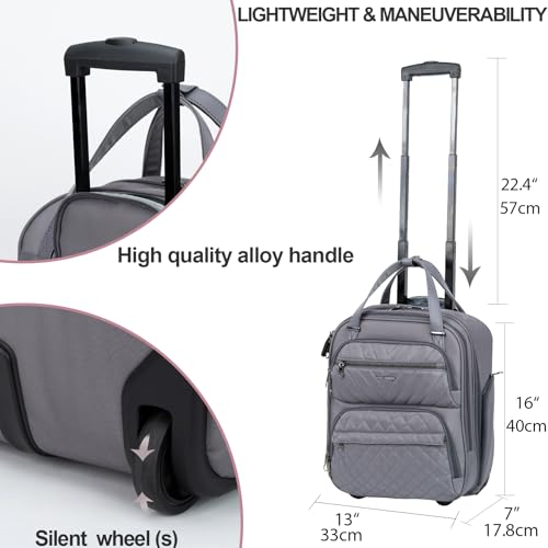 KROSER Carry On Underseat Multi-functional, 16-inch Underseater Lightweight Overnight Suitcase for Men Women, Grey - color: Dark Grey