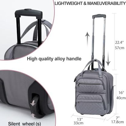 KROSER Carry On Underseat Multi-functional, 16-inch Underseater Lightweight Overnight Suitcase for Men Women, Grey - color: Dark Grey