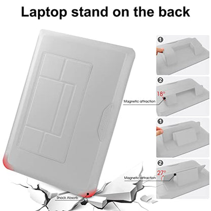 HoYiXi 14 Inch Laptop Sleeve Case Leather Bag with Stand Compatible with Mac Book Pro 14 2021/ASUS Vivobook 14/HP Pavilion X360/IdeaPad 14/Dell HP ASUS Acer Huawei Matebook 14'' PC, Silver - color: Silver, size: 13.5-14 in
