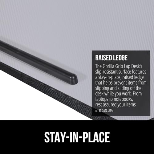 Gorilla Grip Cushion Lap Desk and Gel Memory Foam Wrist Rest, Lap Desk Fits 15 Inch Laptop, Comfortable Foam, Wrist Rest Includes Mousepad Rest, Both in Gray, 2 Item Bundle